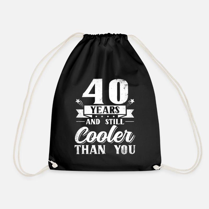40th birthday birthday gift 40 years - Drawstring Bag - black