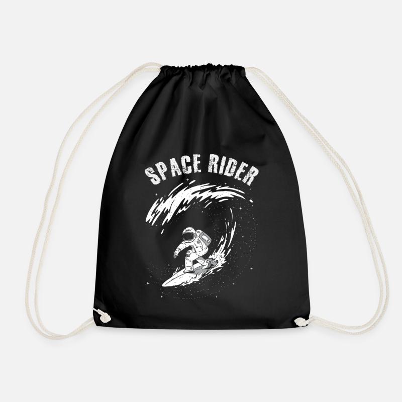 Surfender Astronaut Space Rider - Turnbeutel - Schwarz