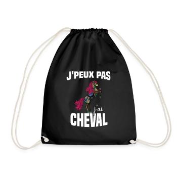 Je Peux Pas J'ai Cheval Cadeau Fleuri - Sac de sport léger - noir - Devant