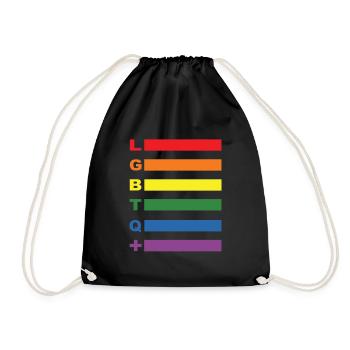 CSD Outfit Pride LGBTQ Regenbogen Balken - Turnbeutel - Schwarz - Vorne