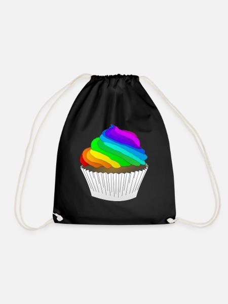 rainbow sun clouds weather rainbow sun cloud76 - Drawstring Bag - black