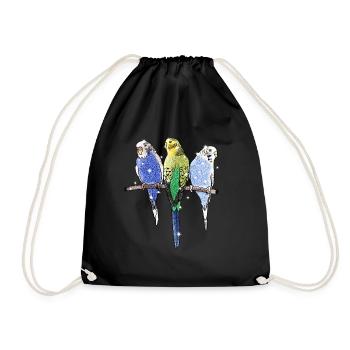 Budgerigar parakeet bird parrot animal - Drawstring Bag - black - Front