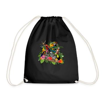 Parrot Gray Parrot Animal Parakeet - Drawstring Bag - black - Front