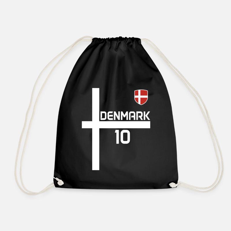 Denmark Retro Sports Jersey - Drawstring Bag - black