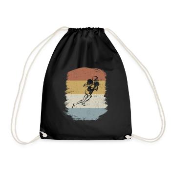 American Football Retro Vintage Rugby Gift - Drawstring Bag - black - Front