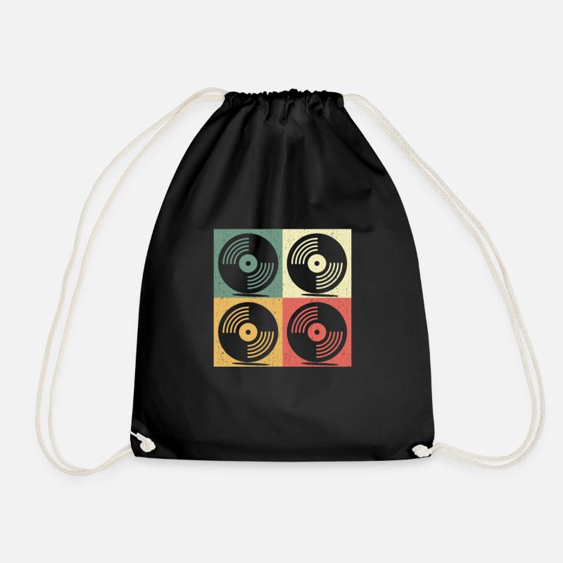Vinyl Schallplatte Turntables Retro Geschenk - Turnbeutel - Schwarz