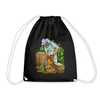 Beekeeper beekeeper honey bee - Drawstring Bag - black - Front