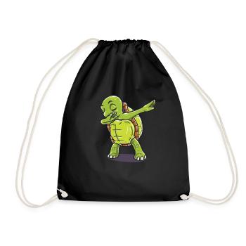 Funny dabbing turtle design perfect gift for men - Drawstring Bag - black - Front