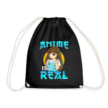 Anime Manga ist echt - Turnbeutel - Schwarz - Vorne