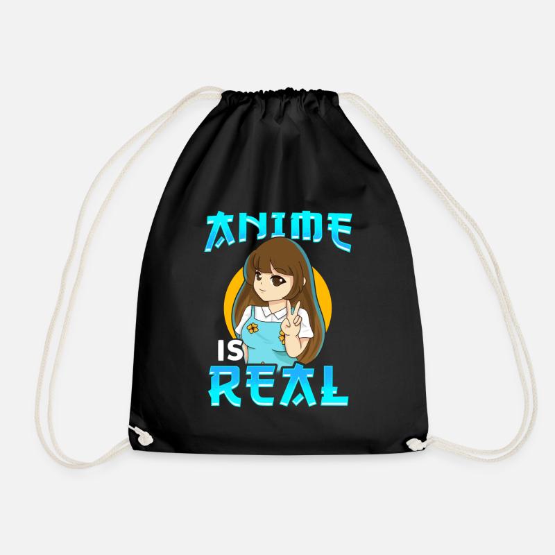 Anime Manga ist echt - Turnbeutel - Schwarz
