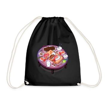 Sushi Food Nahrung Asia Japan - Turnbeutel - Schwarz - Vorne