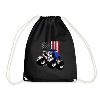 US Flagge Monster Truck Geschenk | Monstertruck - Turnbeutel - Schwarz - Vorne