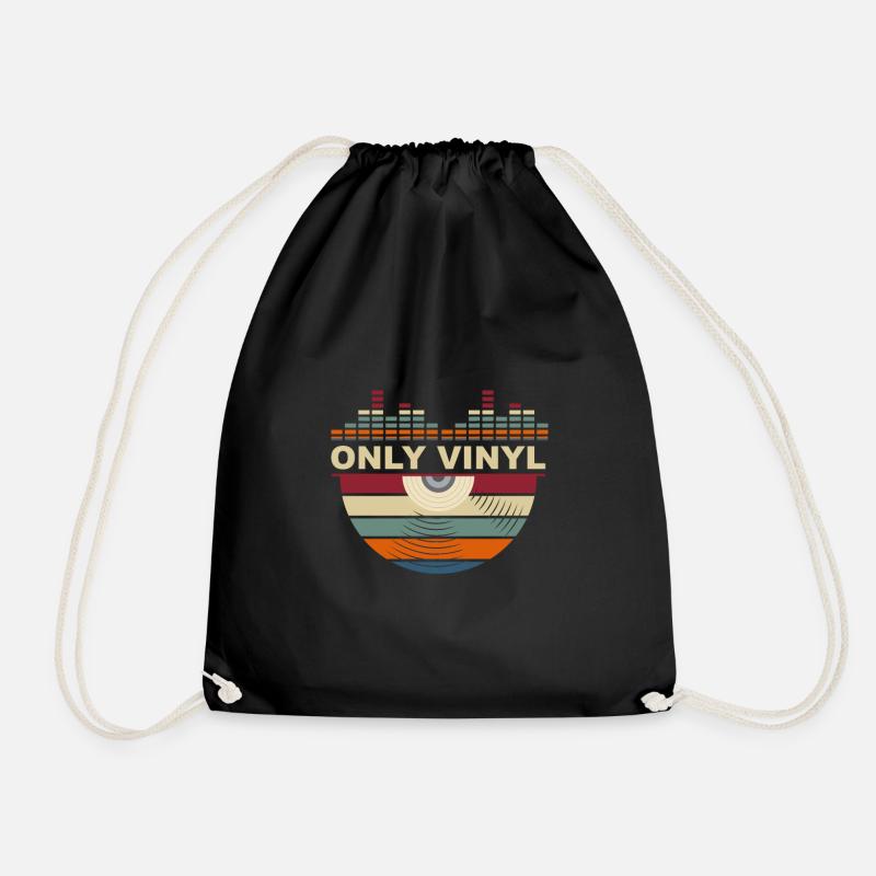 Retro Vinyl Schallplatte Geschenk I Plattensammler - Turnbeutel - Schwarz