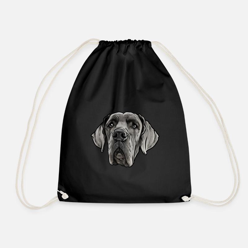 Great Dane dog - Drawstring Bag - black