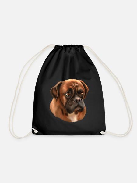 Boxer dog dog gift - Drawstring Bag - black