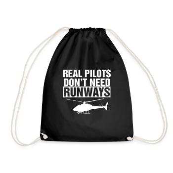 Helicopter pilot gift I helicopter helicopter - Drawstring Bag - black - Front