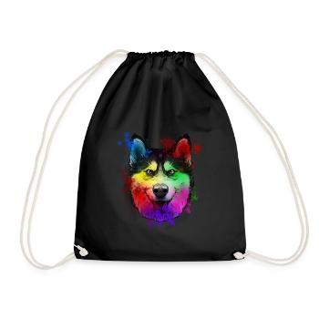 Sibirischer Husky Hund - Turnbeutel - Schwarz - Vorne