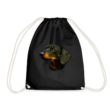 Portrait de chien teckel - Sac de sport léger - noir - Devant