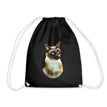 Siamese cat portrait - Drawstring Bag - black - Front