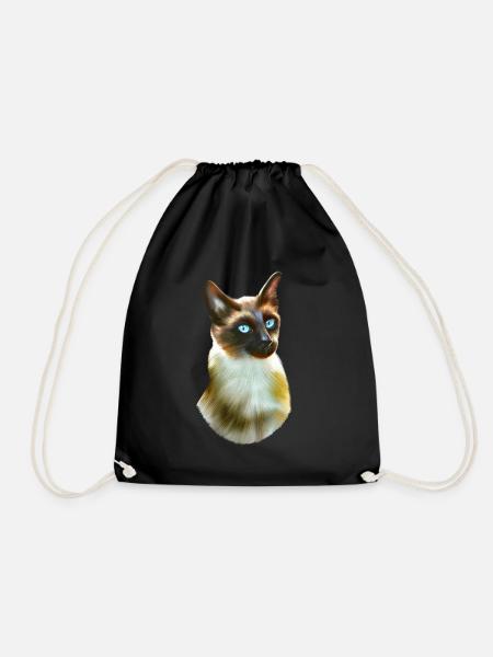 Portrait de chat siamois - Sac de sport léger - noir