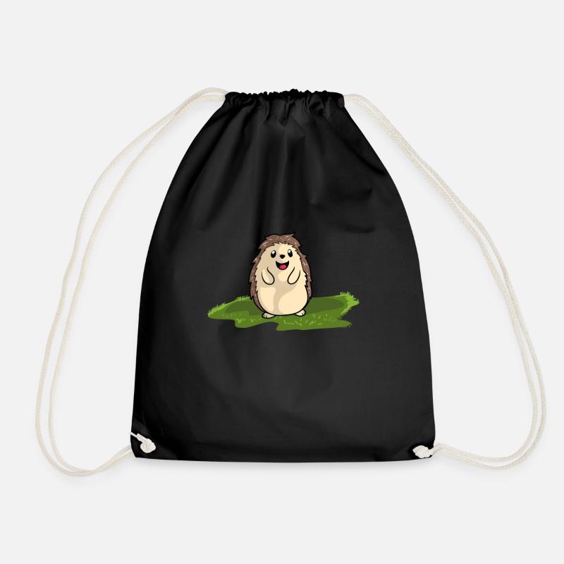 Hedgehog - Drawstring Bag - black