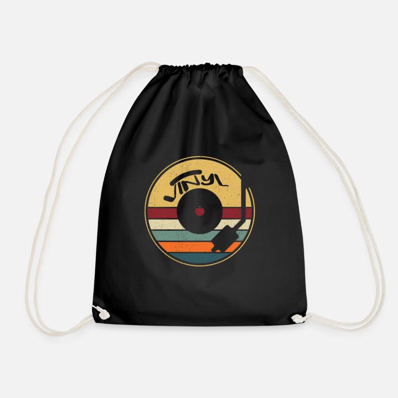 Retro Vinyl Schallplatte - Turnbeutel - Schwarz