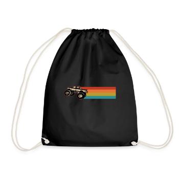 Retro monster truck - Drawstring Bag - black - Front