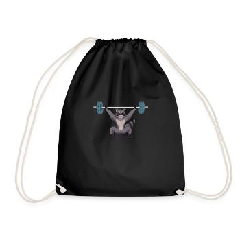 Weightlifting weightlifter barbell - Drawstring Bag - black - Front