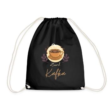 Bücherwurm Zuerst Kafka Kaffeetasse Lyrik - Turnbeutel - Schwarz - Vorne