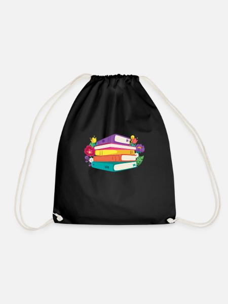Bücherwurm Buch Lesen Leseratte - Turnbeutel - Schwarz