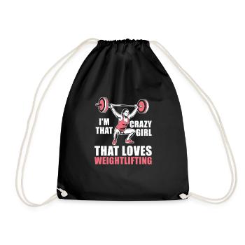 Weightlifting Weightlifter Barbell - Drawstring Bag - black - Front