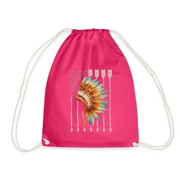 Native American Flagge USA Pfeil Geschenk - Turnbeutel - Fuchsia - Vorne