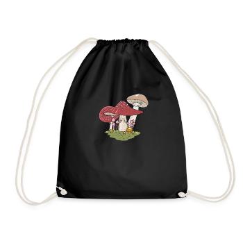 Mushroom mushroom collector Schwammerl mushroom hunter collector - Drawstring Bag - black - Front