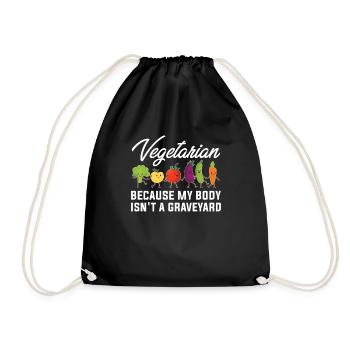 Veggie Vegetables Vegetarian Vegetarian - Drawstring Bag - black - Front