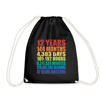 Lustiges Geschenk zum 12. Geburtstag, Alter 12 Jahre alt - Turnbeutel - Schwarz - Vorne