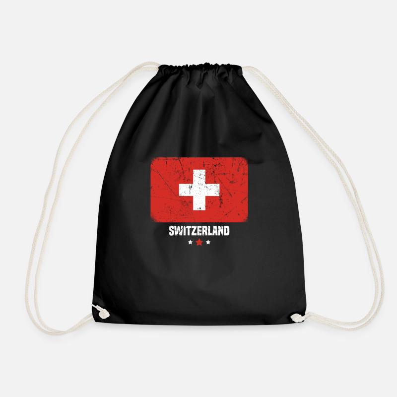 Schweiz Flagge Schweizer - Turnbeutel - Schwarz