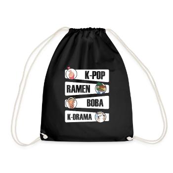 K-Pop Kpop K-Drama Korean Pop Music - Drawstring Bag - black - Front