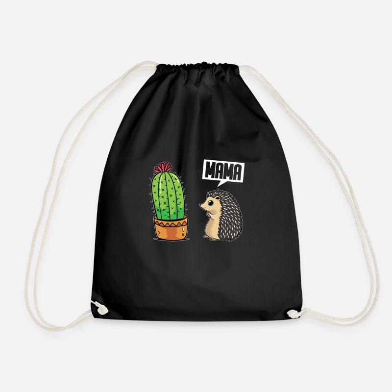 Hedgehog - Drawstring Bag - black