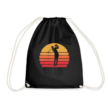 Retro Golf Vintage Golfer Golfer Golfer Golfing - Drawstring Bag - black - Front