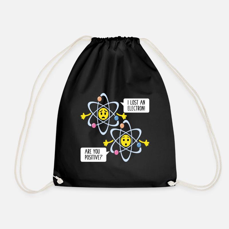 Funny Electron Pun Chemistry Science Teacher - Drawstring Bag - black