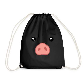Pig Costume Funny Apparel - Drawstring Bag - black - Front