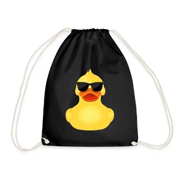 gelbe Ente Quitscheente mit Sonnenbrille Cool - Turnbeutel - Schwarz - Vorne