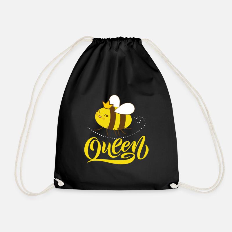 Cute Queen Bee - Drawstring Bag - black