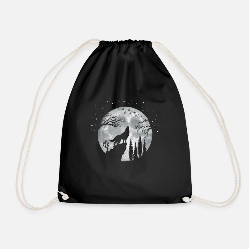 Wolf - Drawstring Bag - black