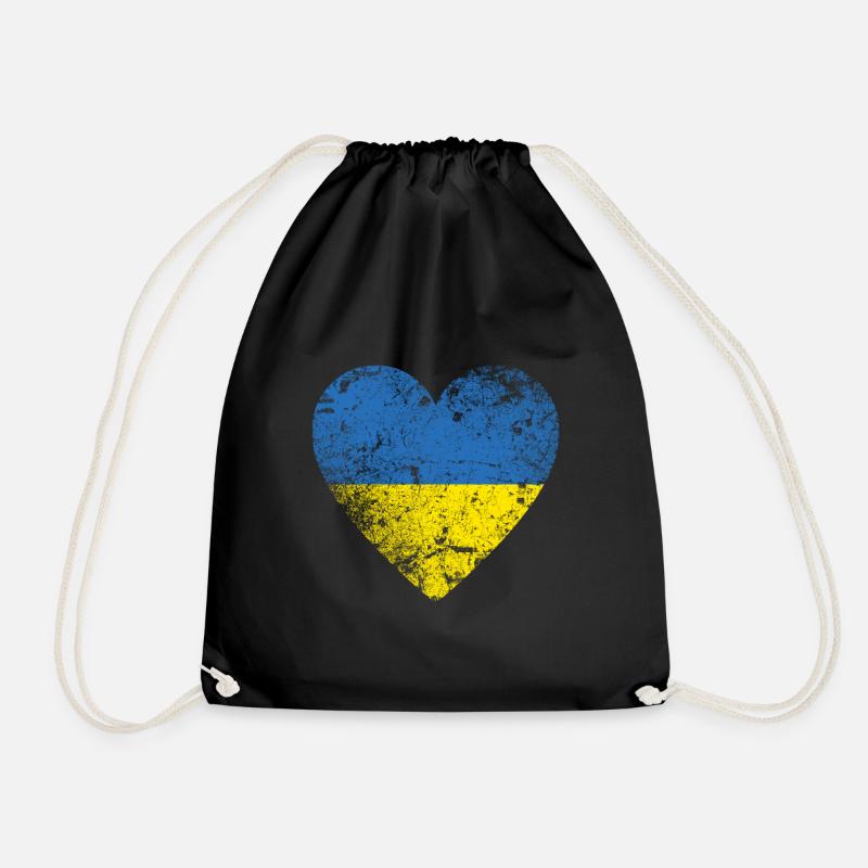 Ukraine, Ukraine Flaggenherz, Distressed Style - Turnbeutel - Schwarz
