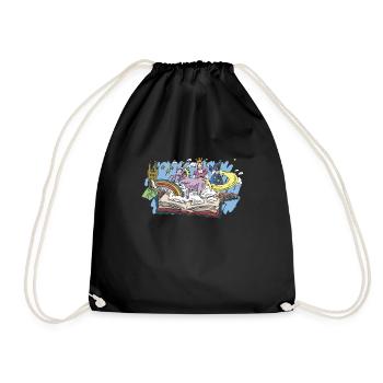 Bookworm Bookworm Book Reading - Drawstring Bag - black - Front