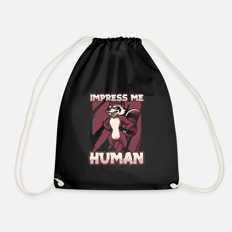 Raccoon - Drawstring Bag - black