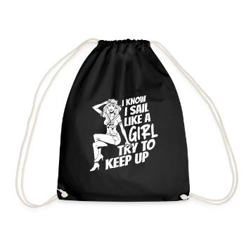 Sailing Sailboat Sailor Girl - Drawstring Bag - black - Front