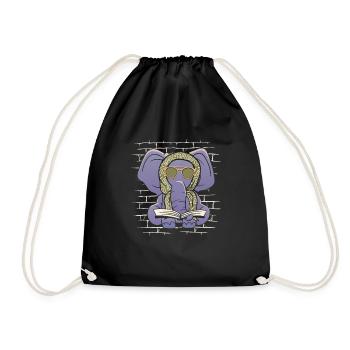 Elephant sunglasses with scarf - Drawstring Bag - black - Front