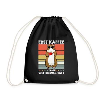 Hamster Goldhamster Kaffee-Sonnenbrille - Turnbeutel - Schwarz - Vorne